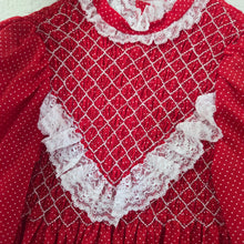 Load image into Gallery viewer, Vintage Polly Flinders Dotted Smocked Dress kids 7
