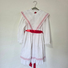 Load image into Gallery viewer, Vintage White/Red Bib Dress kids 7
