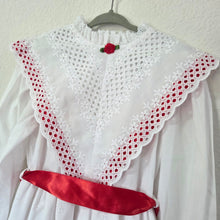 Load image into Gallery viewer, Vintage White/Red Bib Dress kids 7
