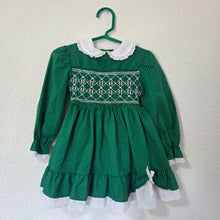 Load image into Gallery viewer, Vintage Polly Flinders Christmas Smocked Dress 2t
