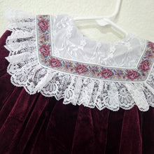 Load image into Gallery viewer, Vintage Velour Burgundy Short Dress 12 months
