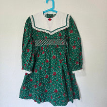 Load image into Gallery viewer, Vintage Polly Flinders Smocked Poinsettia Dress kids 8
