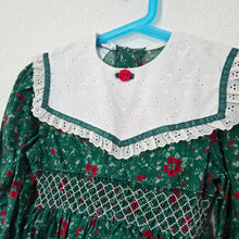 Load image into Gallery viewer, Vintage Polly Flinders Smocked Poinsettia Dress kids 8
