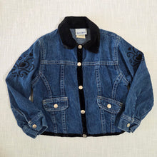 Load image into Gallery viewer, Vintage Girly Velour Jean Jacket 3t
