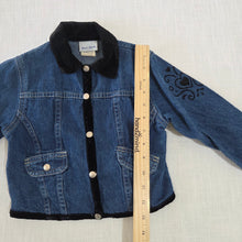 Load image into Gallery viewer, Vintage Girly Velour Jean Jacket 3t

