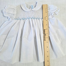 Load image into Gallery viewer, Vintage Smocked White/Blue Dress 3-6 months

