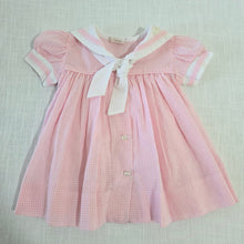 Load image into Gallery viewer, Vintage Pink Gingham Sailor Dress 3-6 months
