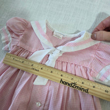 Load image into Gallery viewer, Vintage Pink Gingham Sailor Dress 3-6 months
