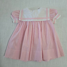 Load image into Gallery viewer, Vintage Pink Gingham Sailor Dress 3-6 months
