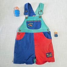 Load image into Gallery viewer, Vintage McKids Color Block Shortalls 3t/4t
