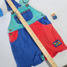 Load image into Gallery viewer, Vintage McKids Color Block Shortalls 3t/4t
