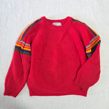 Load image into Gallery viewer, Vintage 70s Knit Red + Rainbow Sweater 5t
