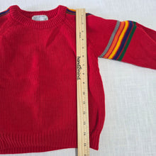 Load image into Gallery viewer, Vintage 70s Knit Red + Rainbow Sweater 5t
