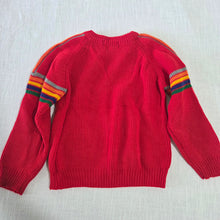 Load image into Gallery viewer, Vintage 70s Knit Red + Rainbow Sweater 5t
