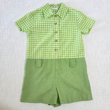 Load image into Gallery viewer, Vintage 70s Growing Girl Green Gingham Romper kids 7

