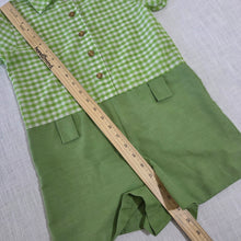 Load image into Gallery viewer, Vintage 70s Growing Girl Green Gingham Romper kids 7
