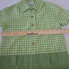 Load image into Gallery viewer, Vintage 70s Growing Girl Green Gingham Romper kids 7
