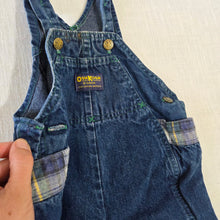 Load image into Gallery viewer, Vintage Oshkosh Denim + Plaid Overalls 9 months *missing button

