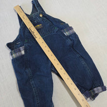 Load image into Gallery viewer, Vintage Oshkosh Denim + Plaid Overalls 9 months *missing button
