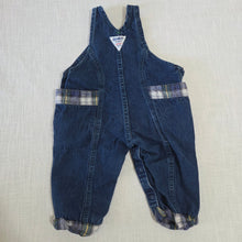 Load image into Gallery viewer, Vintage Oshkosh Denim + Plaid Overalls 9 months *missing button
