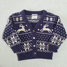 Load image into Gallery viewer, Vintage Reindeer Winter Cotton Knit Cardigan 2t/3t
