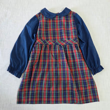 Load image into Gallery viewer, Vintage 70s Plaid + Navy Dress 5t

