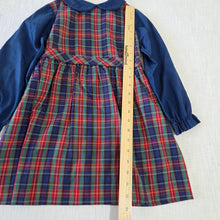 Load image into Gallery viewer, Vintage 70s Plaid + Navy Dress 5t
