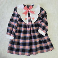 Load image into Gallery viewer, Vintage Pink Plaid Bow Dress 4t
