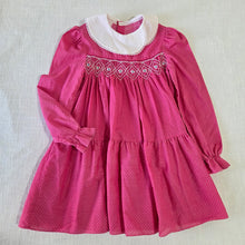 Load image into Gallery viewer, Vintage Polly Flinders Smocked Pink Dotted Dress kids 6
