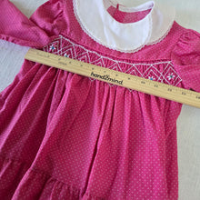 Load image into Gallery viewer, Vintage Polly Flinders Smocked Pink Dotted Dress kids 6
