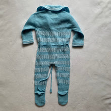 Load image into Gallery viewer, Vintage Bunny Embroidered Knit Footed PJs 3 months
