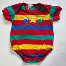 Load image into Gallery viewer, Vintage Bright Striped Train Romper 3 months
