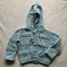 Load image into Gallery viewer, Vintage Blue Hooded Knit Sweater 2t/3t
