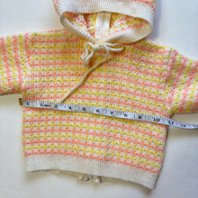 Load image into Gallery viewer, Vintage Pink + Yellow Knit Hooded Sweater 9-12 months
