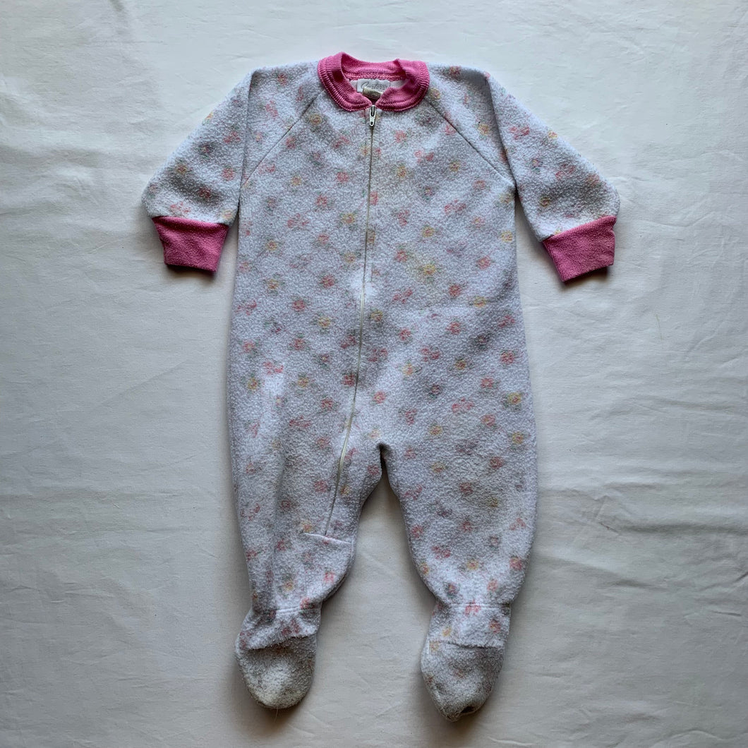 Vintage Floral Fleece Footed PJs 6-9 months