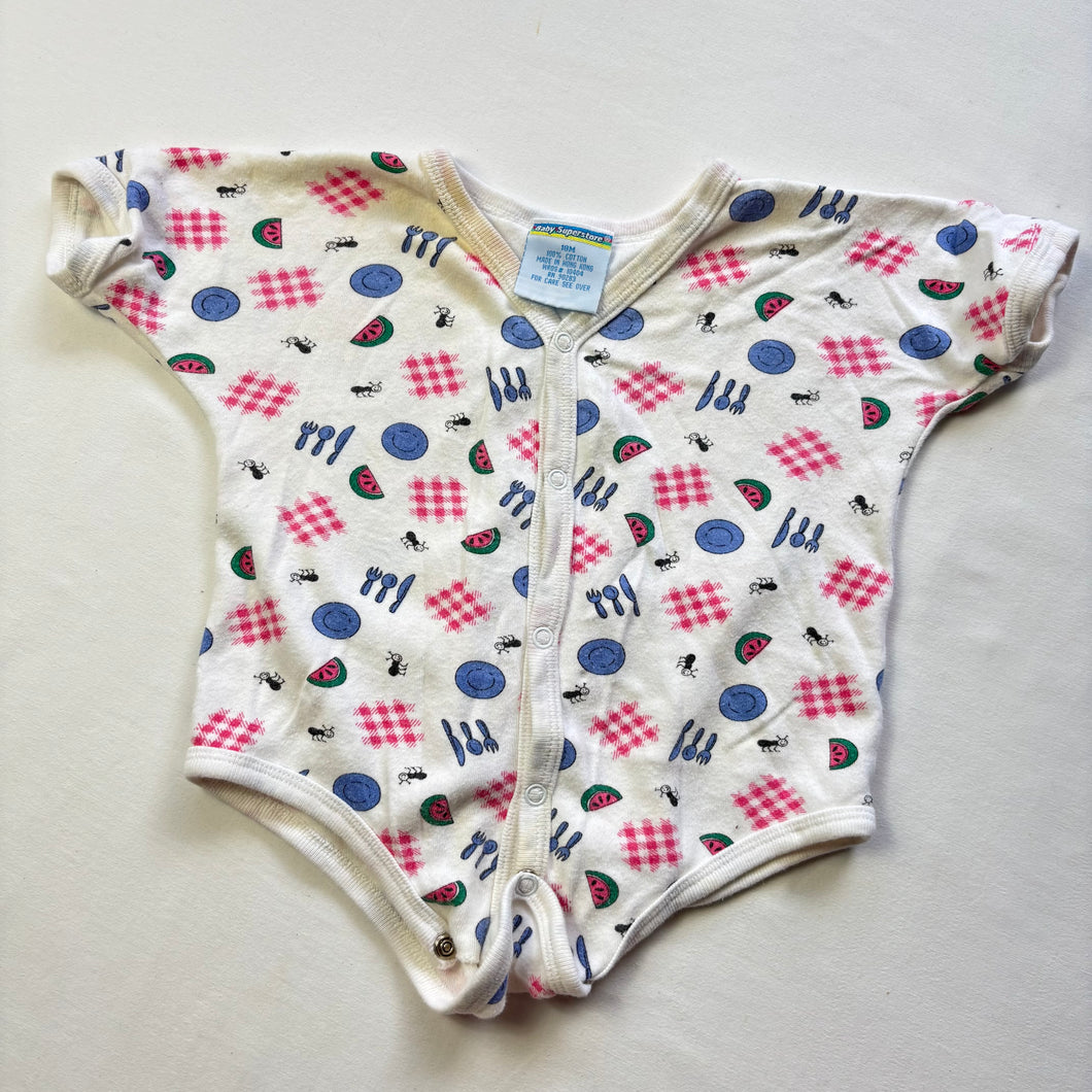 Vintage Picnic Pattern Romper 6-9 months *flaw