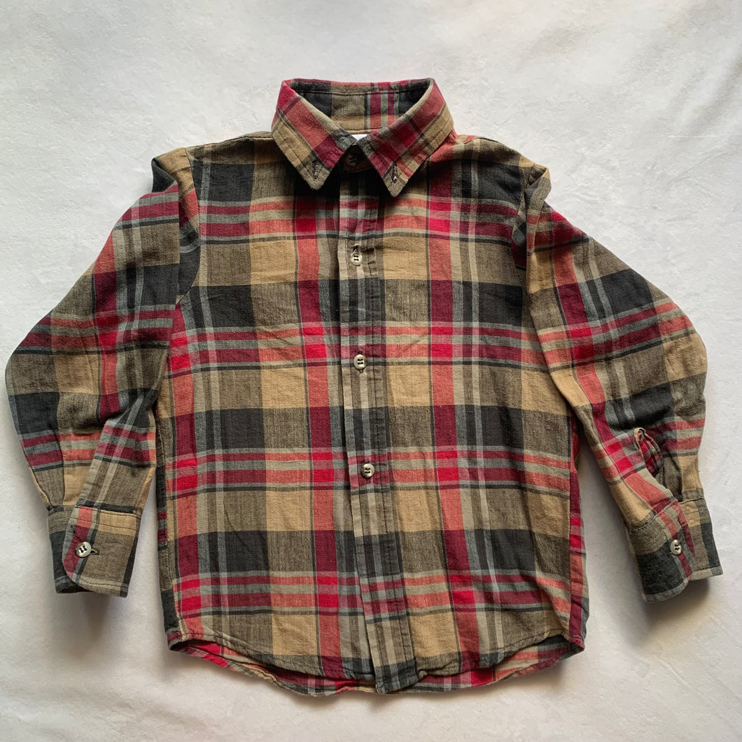 Vintage Tan/Red Buttondown 4t/5t