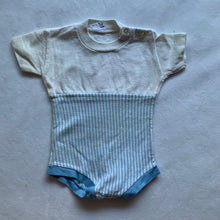 Load image into Gallery viewer, Vintage Cream/Blue Romper 6-9 months
