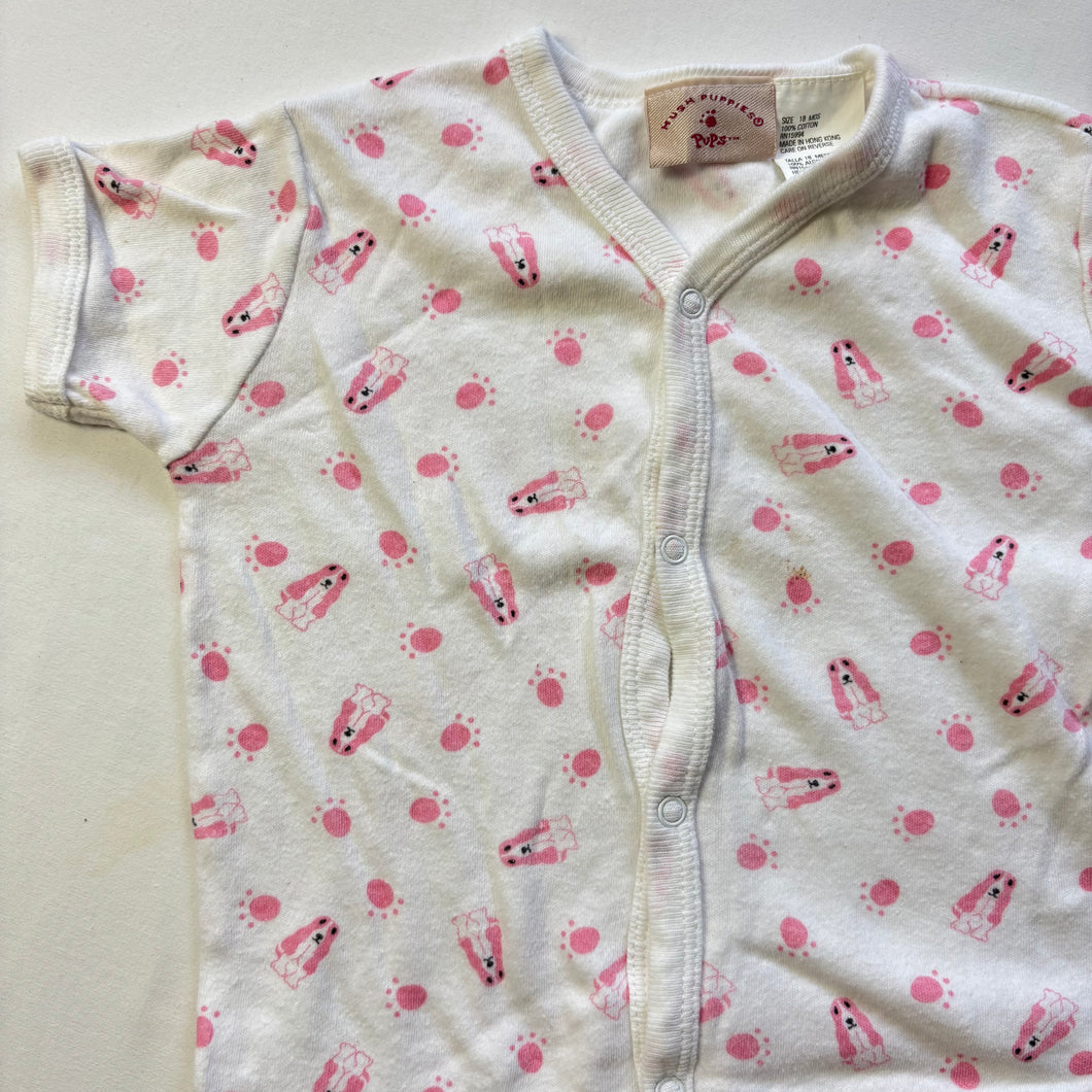 Vintage Pink Dogs Romper 12 months