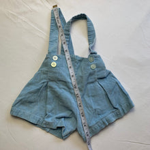 Load image into Gallery viewer, Vintage Blue Suspender Shorts 3 months
