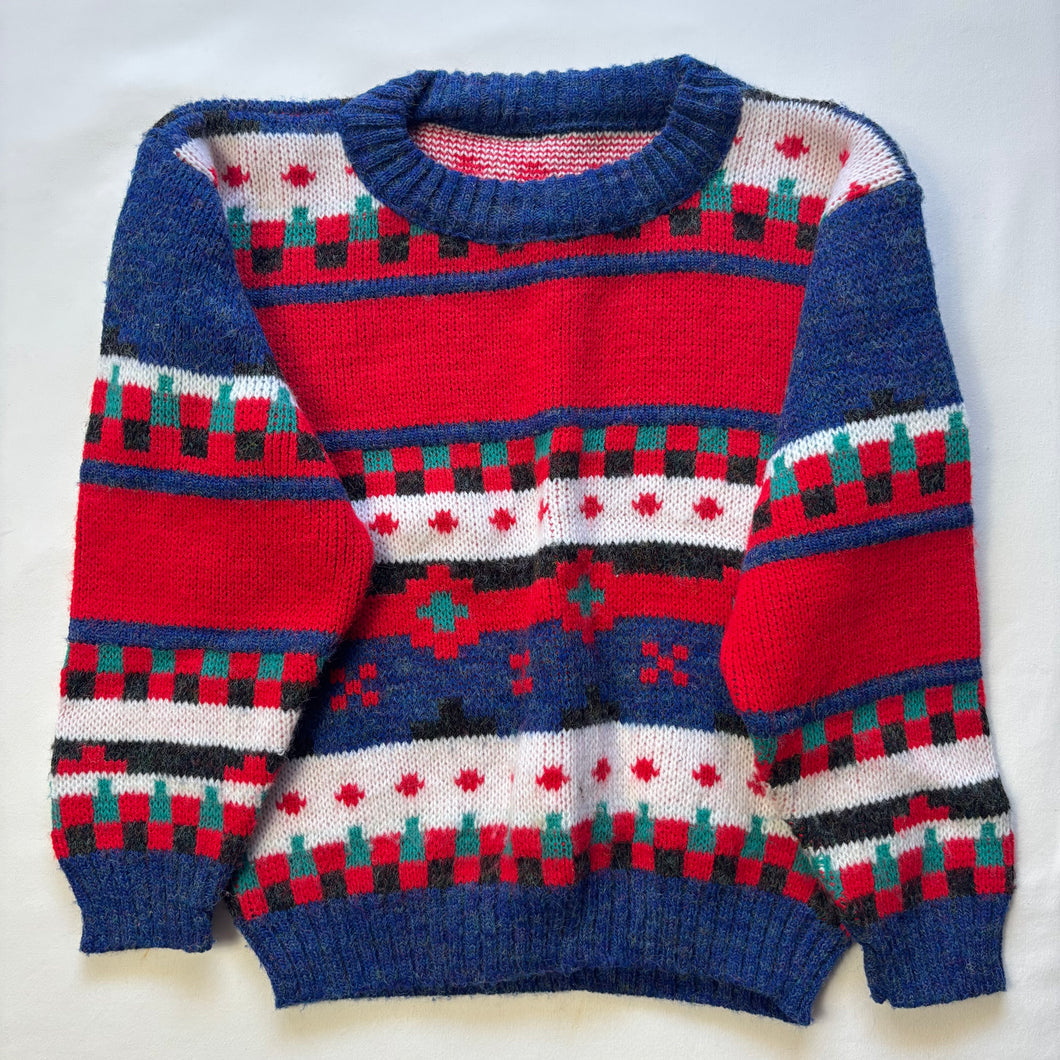 Vintage Striped Pattern Knit Sweater 5t