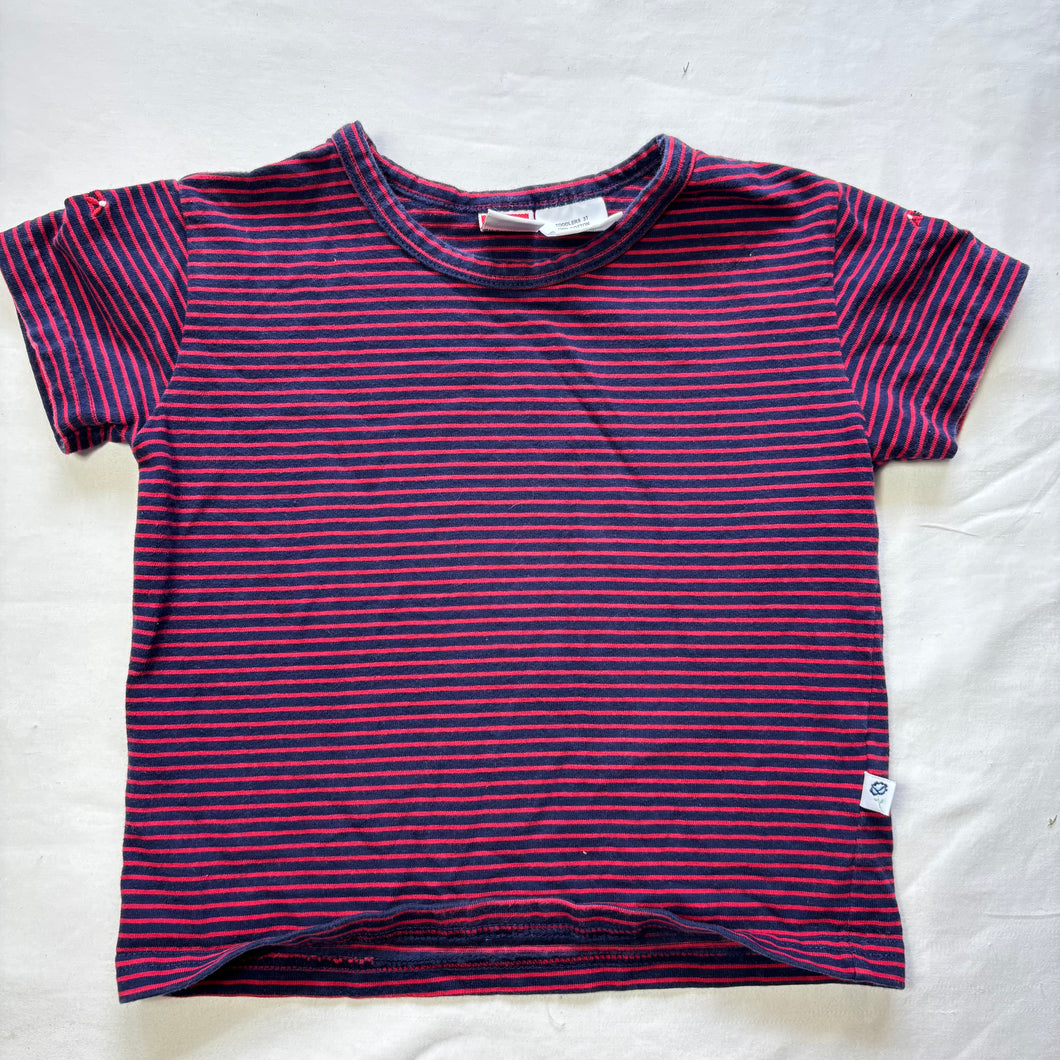 Vintage McKids Maroon/Navy Striped Tee 2/3t