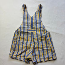 Load image into Gallery viewer, Vintage Blue + Yellow Striped Shortalls 6 months

