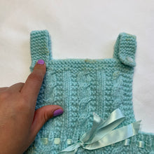 Load image into Gallery viewer, Vintage Mint Blue Knit Overalls 3-6 months
