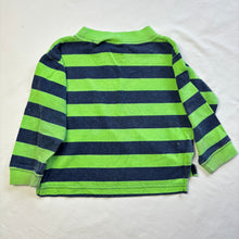 Load image into Gallery viewer, Vintage Green/Navy Striped Long Sleeve 18 months
