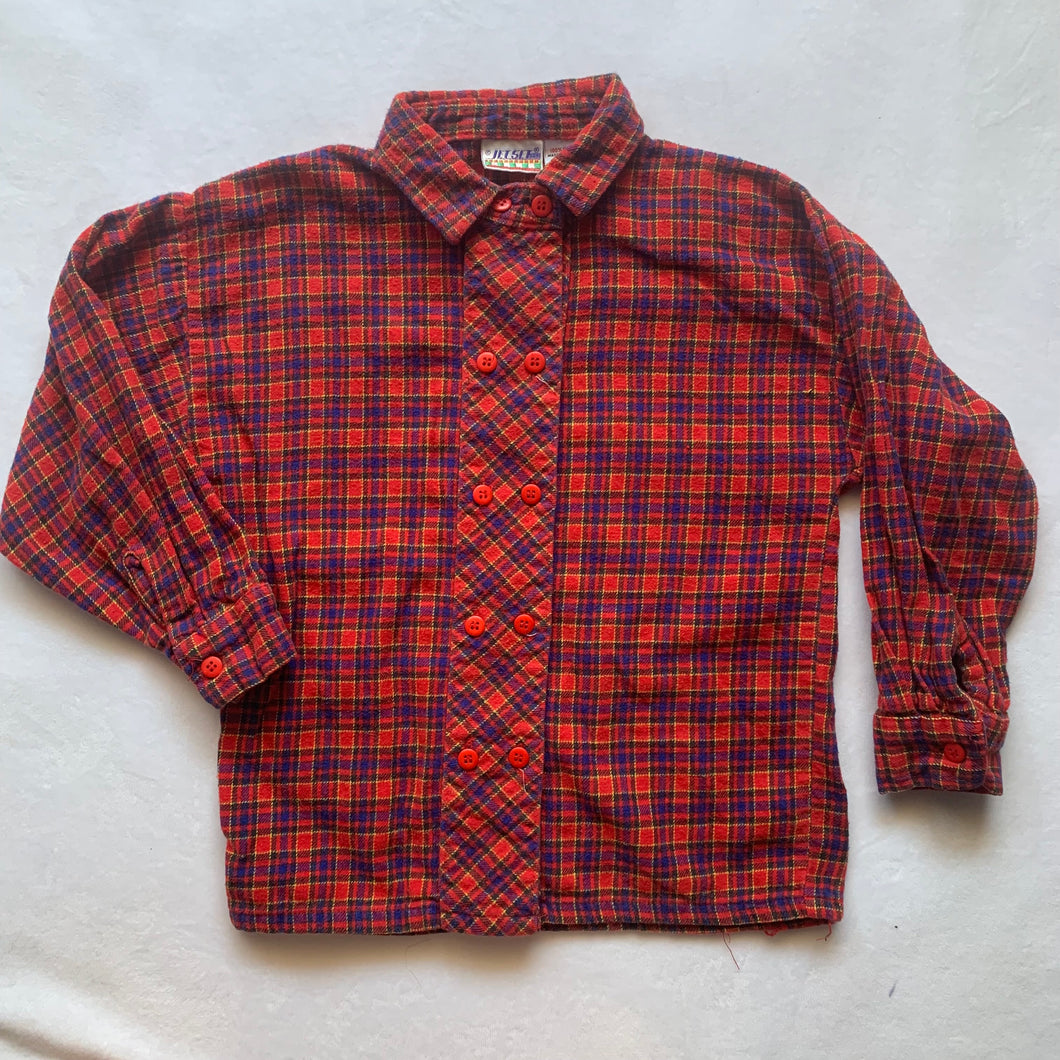 Vintage Red Multicolored Plaid Buttondown 4/5t