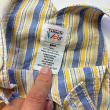Load image into Gallery viewer, Vintage Blue + Yellow Striped Shortalls 6 months

