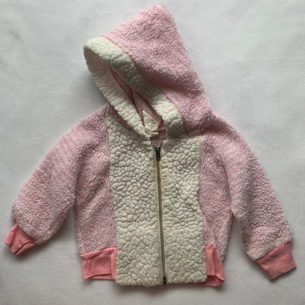 Vintage Pink Fuzzy Hooded Jacket 18-24 months