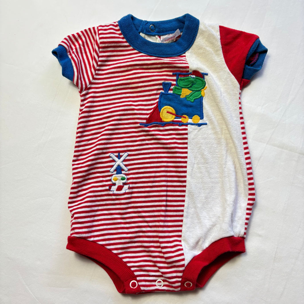 Vintage Train Striped Romper 6-9 months