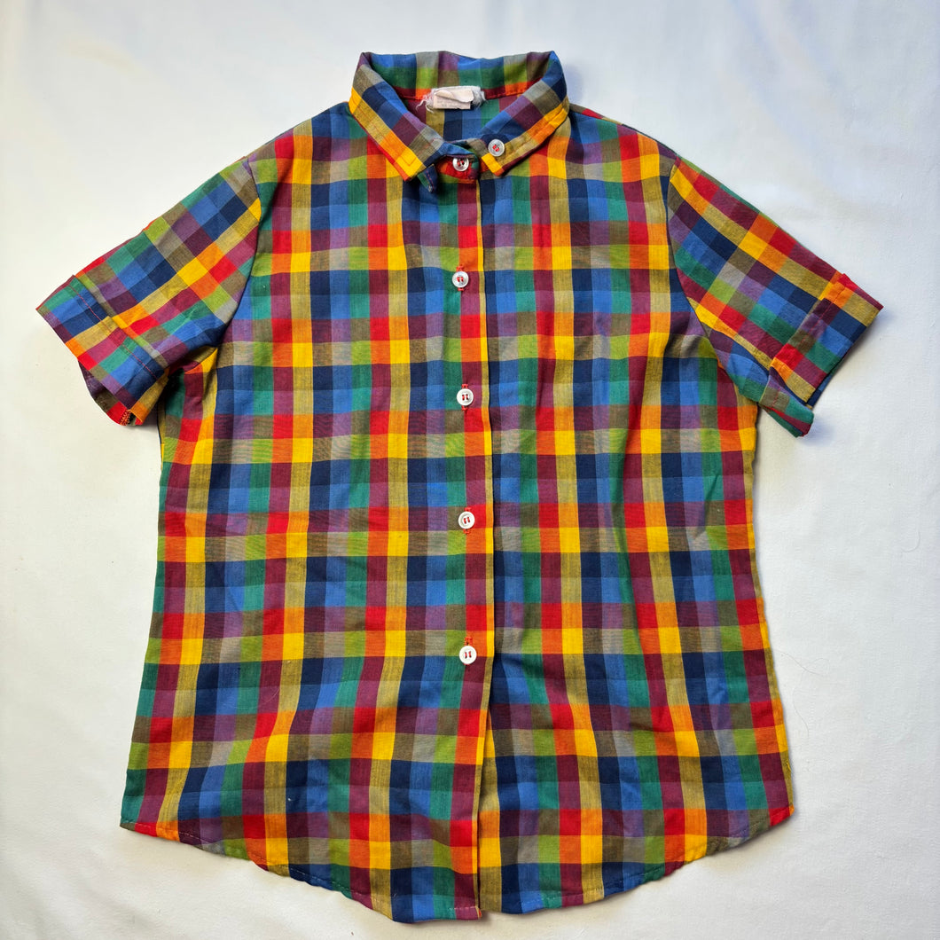 Vintage Rainbow Plaid Shirt kids 8/10